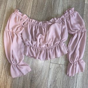 light pink ruffle sleeve top